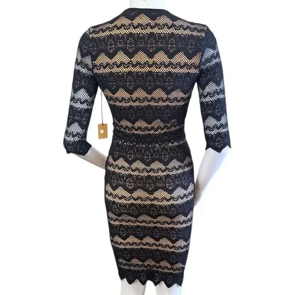 Nightcap Sierra Lace 3/4 Sleeve Deep V Dress Size 2 Us S - Picture 3 of 11